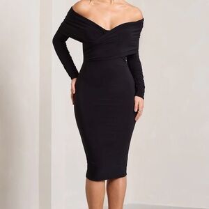 Club L London Black Long Sleeve Dress